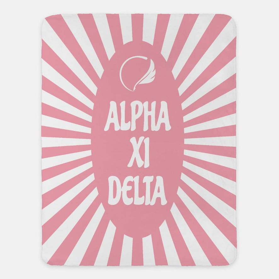 Alpha Xi Delta XL 60x80 Sherpa Throw Blanket - Starburst | AXiD Gifts