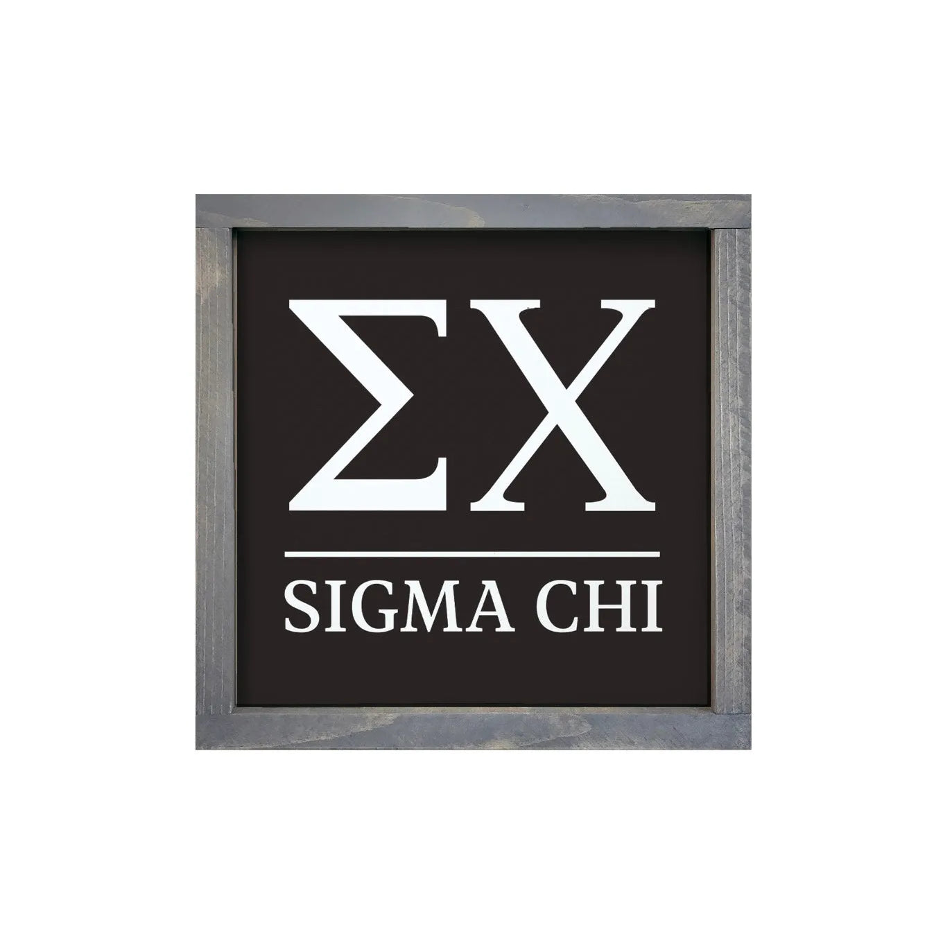 Sigma Chi 12x12 Traditional Wood Framed Sign Black White Weathered Gray Wall Art & Signs