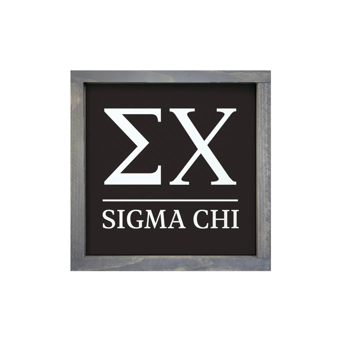 Sigma Chi 12x12 Traditional Wood Framed Sign Black White Weathered Gray Wall Art & Signs