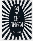 Chi Omega Straw XL 60x80 Sherpa Blanket - Starburst Black Throw Blankets