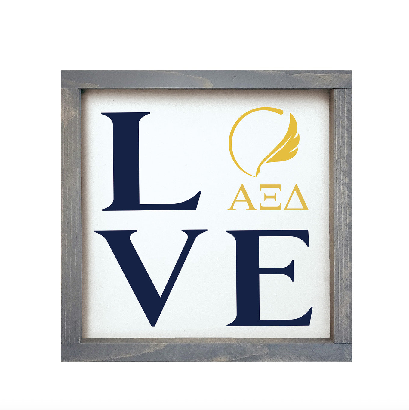 Alpha Xi Delta "LOVE" Wood Framed Sign - 12"x12" | AXiD Gifts