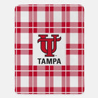 University of Tampa XL 60x80 Sherpa Blanket - UT Plaid Red Throw Blankets