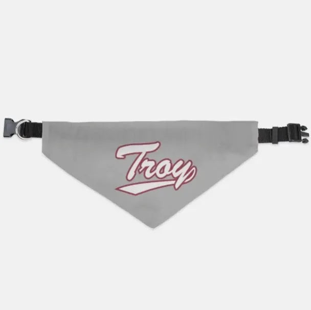 Troy Pet Bandana - Gray Script Large Pet Bandanas