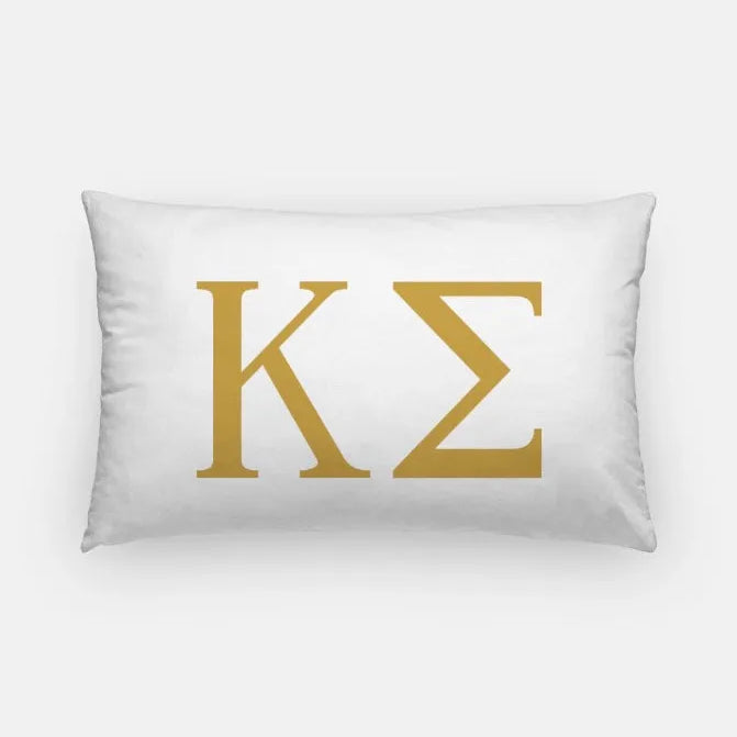 Kappa Sigma Lumbar Pillow Cover - Greek Letters White Gold Pillow Covers