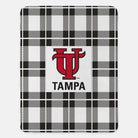 University of Tampa XL 60x80 Sherpa Blanket - UT Plaid Black Throw Blankets