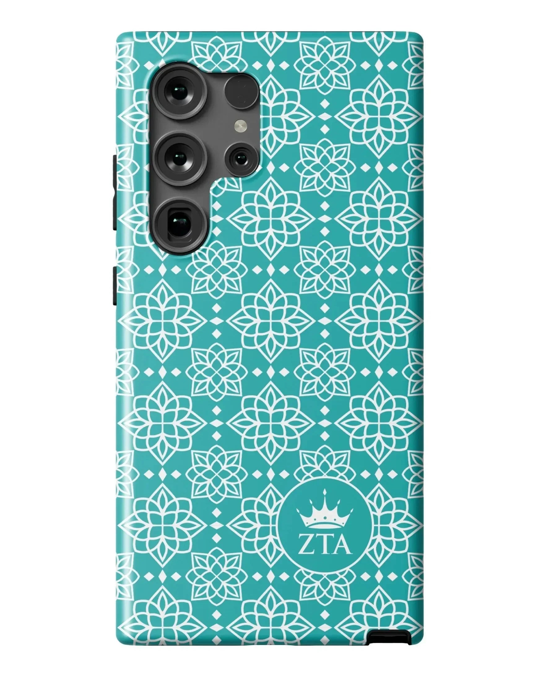 Zeta Tau Alpha Samsung Galaxy 24, 23 Mobile Phone Case - Turquoise Ornate Matte Mobile Phone Cases