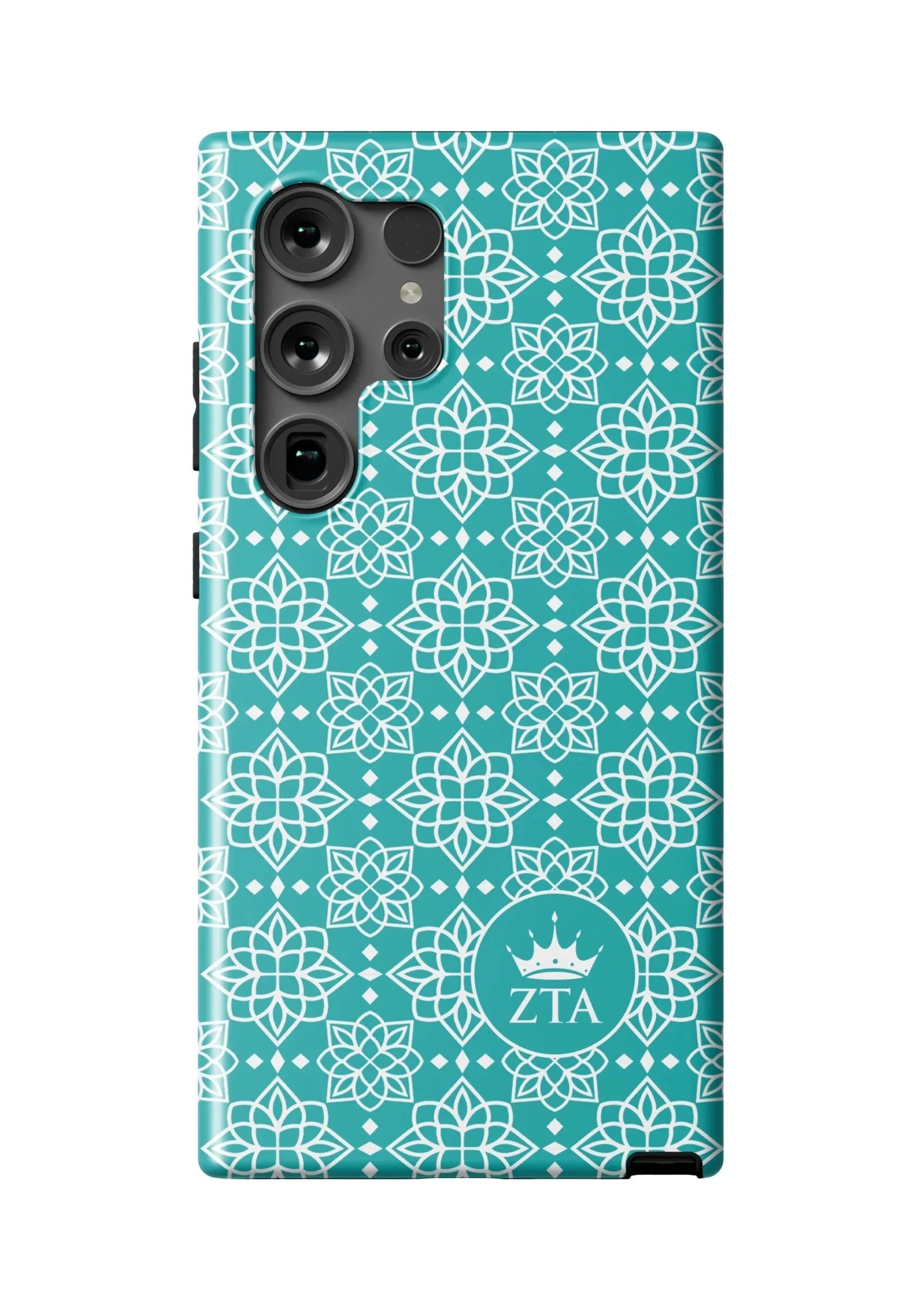 Zeta Tau Alpha Samsung Galaxy 24, 23 Mobile Phone Case - Turquoise Ornate Matte Mobile Phone Cases