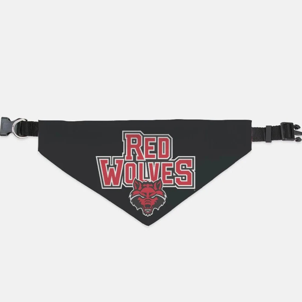 Arkansas State University Pet Bandana - Black Red Wolves XL Pet Bandanas