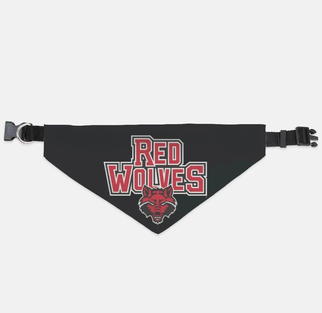 Arkansas State University Pet Bandana - Black Red Wolves XL Pet Bandanas