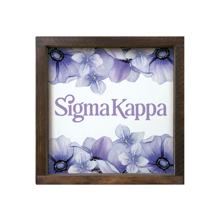 Sigma Kappa 12x12 Wood Framed Sign Violets | Sig Kap Big Little Gifts