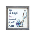 Alpha Delta Pi 12x12 Wood Framed Sign - The Right Shoes Weathered Gray Wall Art & Signs