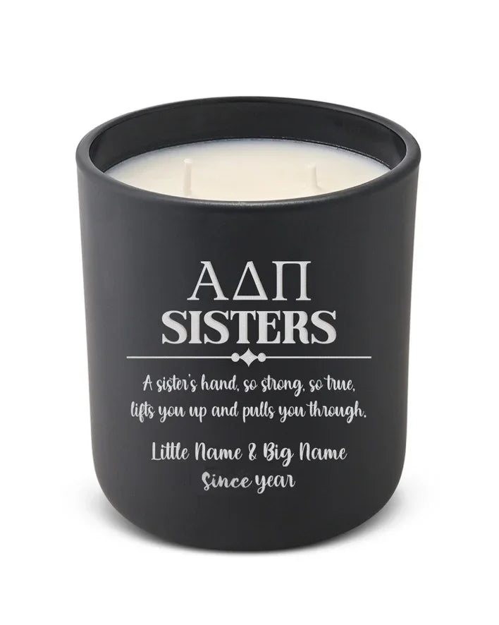 Personalized ADPi Laser Etched Glow Candle Candle 12 oz. - Sisters