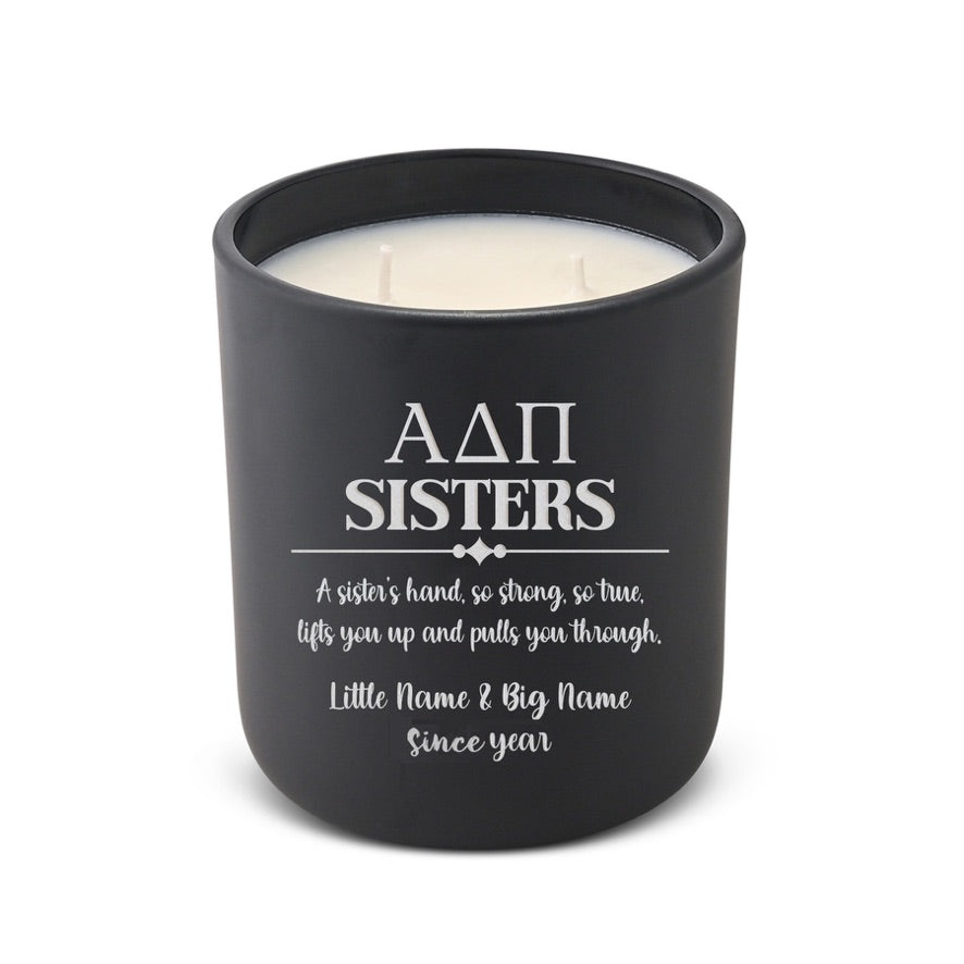 Personalized ADPi Laser Etched Glow Candle Candle 12 oz. - Sisters