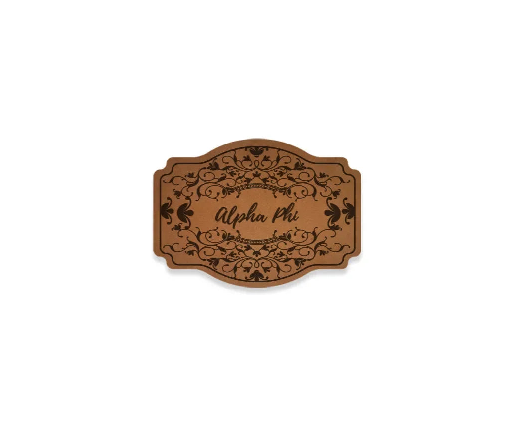 Alpha Phi Richardson 112 Leatherette Patch Trucker Hat - Scroll Trucker Hat