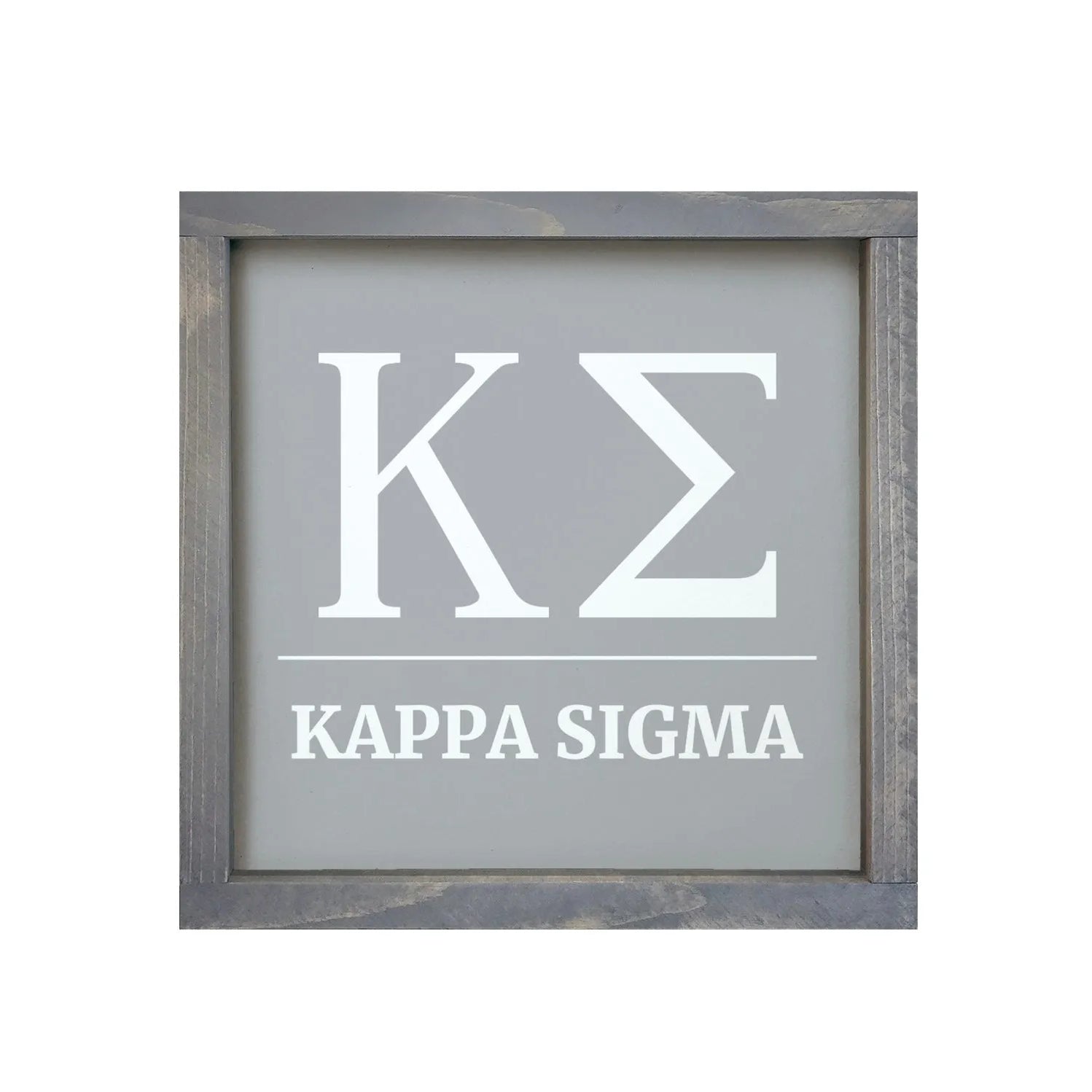 Kappa Sigma 12x12 Wood Framed Sign - Greek Letters Gray Weathered Gray Wall Art & Signs