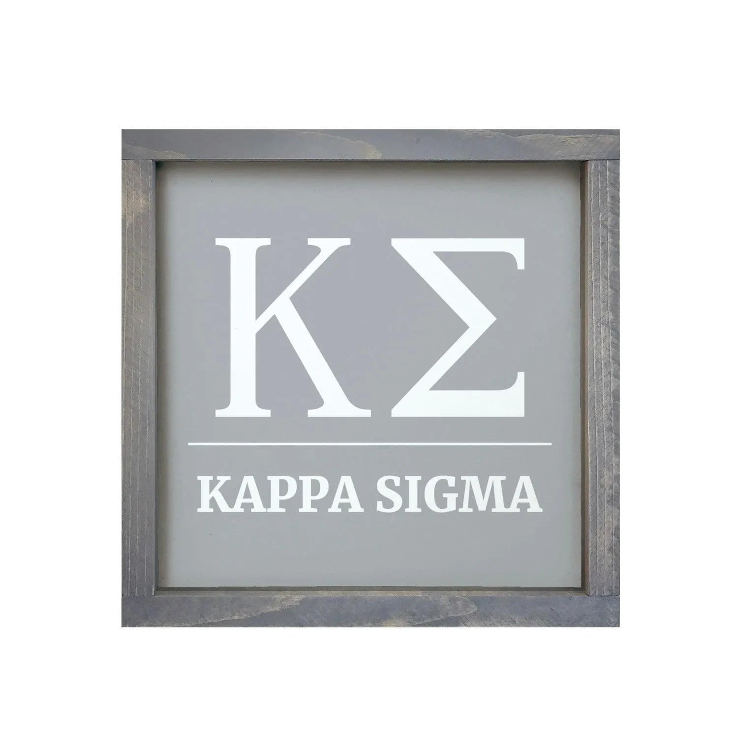 Kappa Sigma 12x12 Wood Framed Sign - Greek Letters Gray Weathered Gray Wall Art & Signs