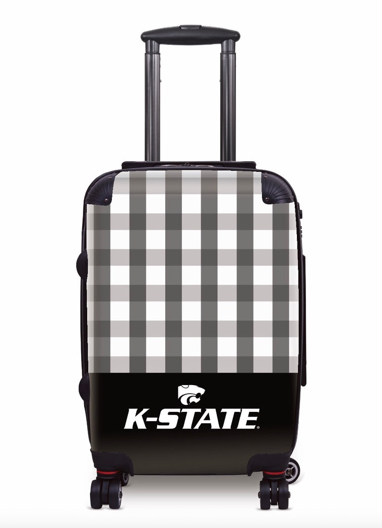 Kansas State University 20" Carry-On Suitcase Luggage - Gingham Black Suitcases