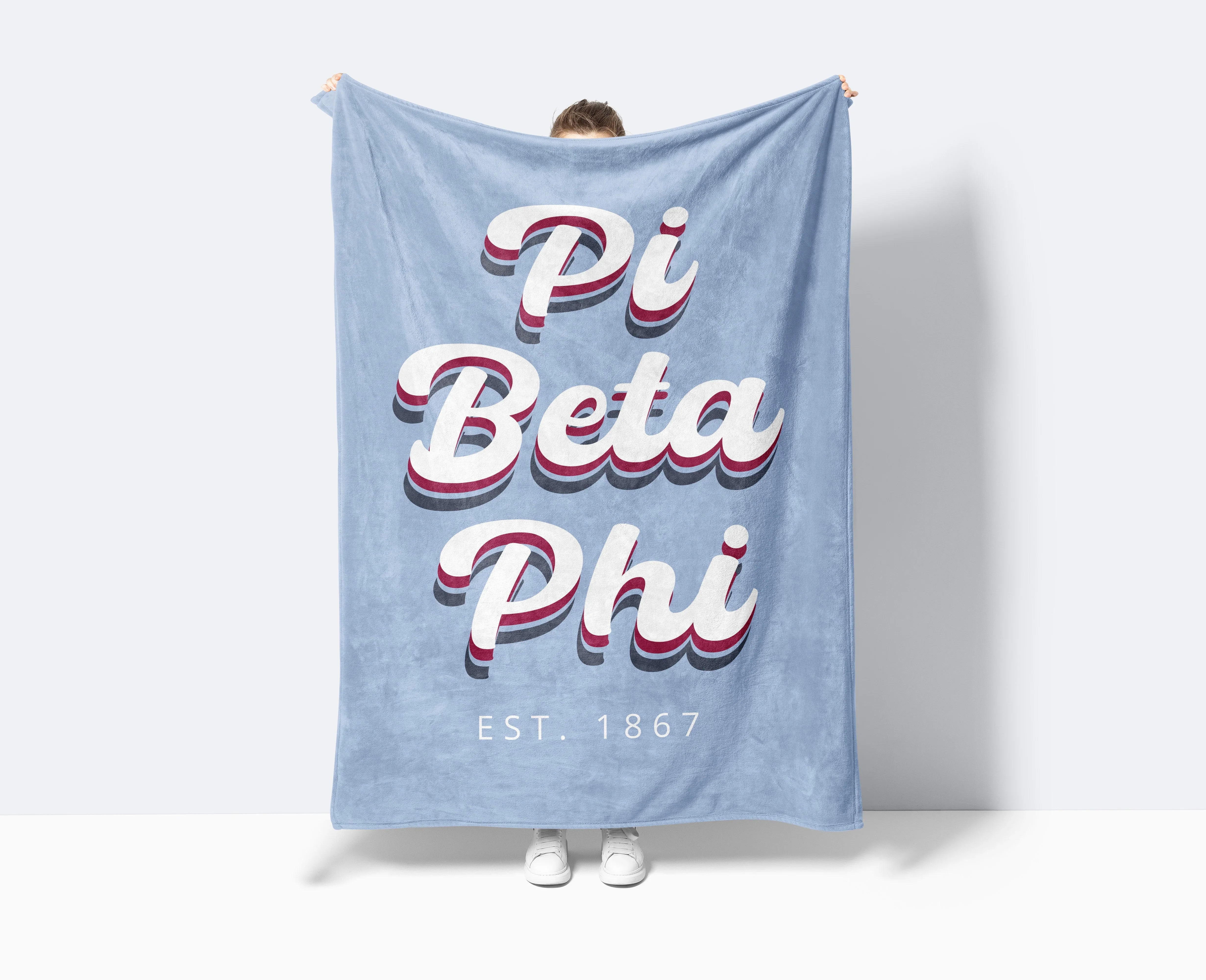 Pi Beta Phi Sherpa Blanket XL 60x80 Retro | Pi Phi Gifts Merch & Decor