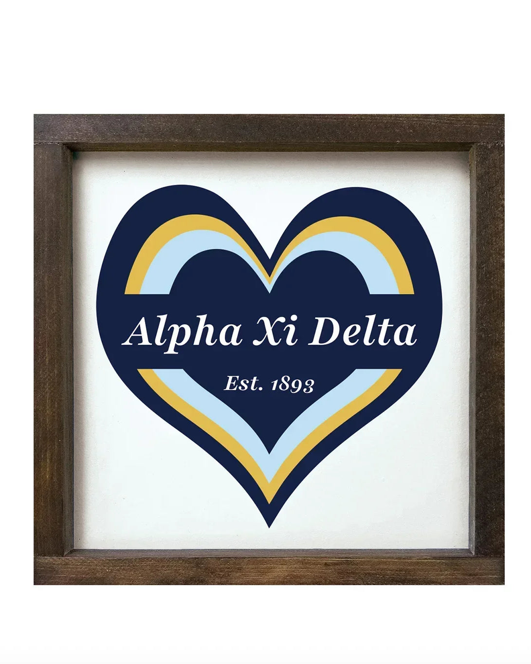 Alpha Xi Wood Framed Sign - Heart 12"x12" | AXiD Gifts & Decor