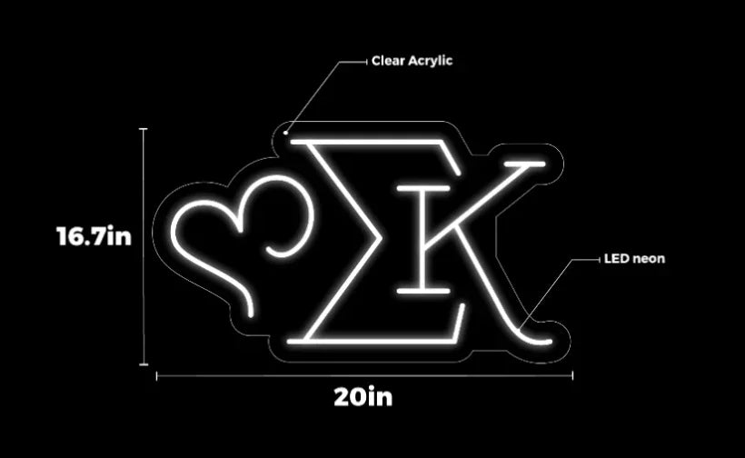Sigma Kappa Greek Letter Icon LED Neon Sign w/ Dimmer | Dorm Sign