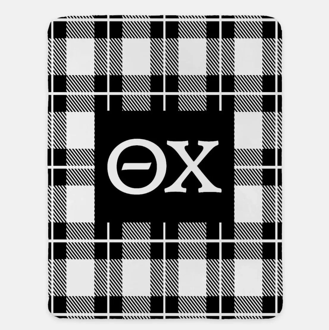 Theta Chi XL 60x80 Sherpa Throw Blanket - Plaid Black Throw Blankets