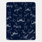 Bows XL 60x80 Sherpa Blanket Navy Personalized Throw Blankets