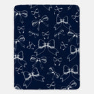 Bows XL 60x80 Sherpa Blanket Navy Classic Throw Blankets