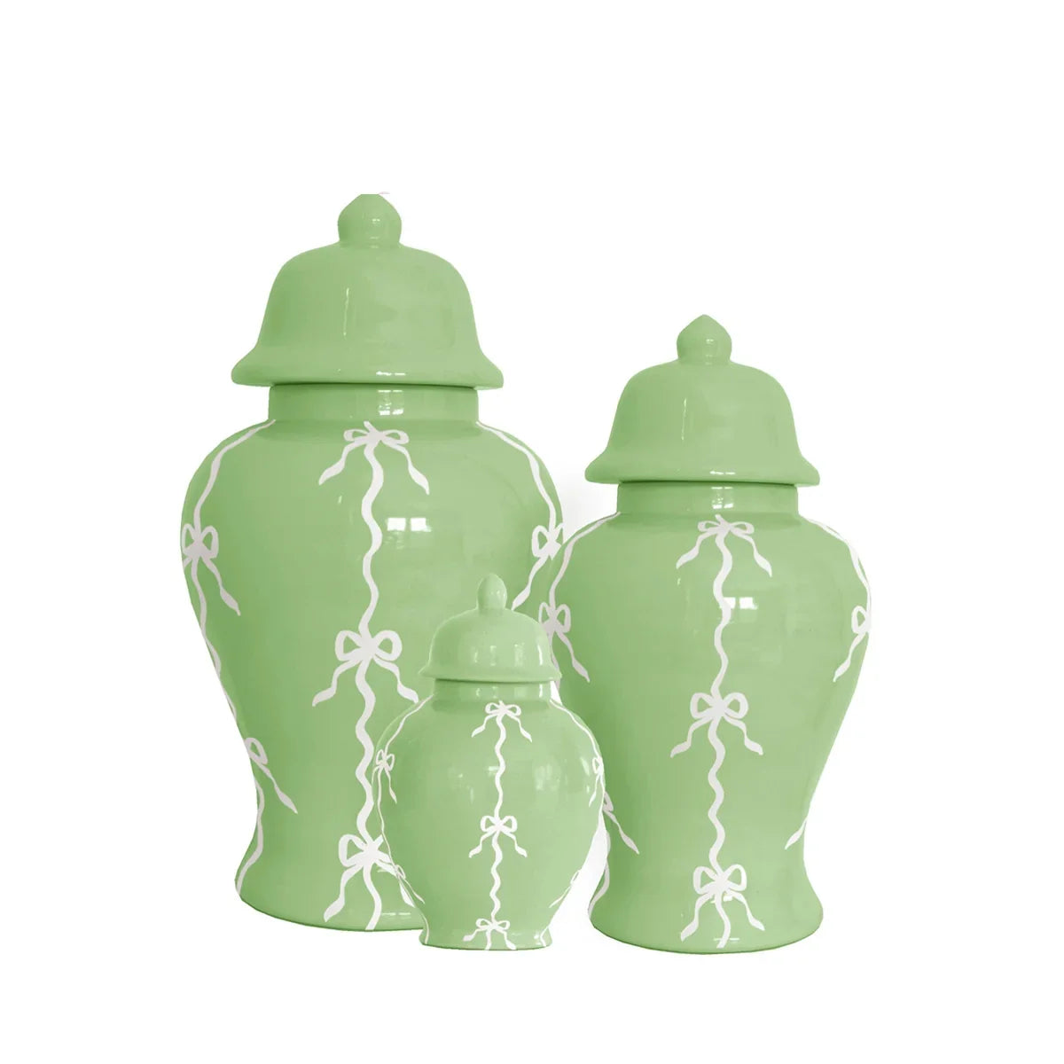Bow Stripe Ginger Jars in Green | Preppy Dorm Decor | Accessories