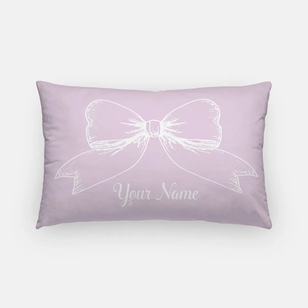 Personalized Bow Lumbar Pillow Cover Lavender Pillow Covers