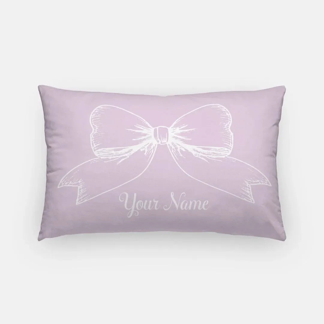 Personalized Bow Lumbar Pillow Cover Lavender Pillow Covers