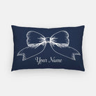 Personalized Bow Lumbar Pillow Cover Navy Pillow Covers