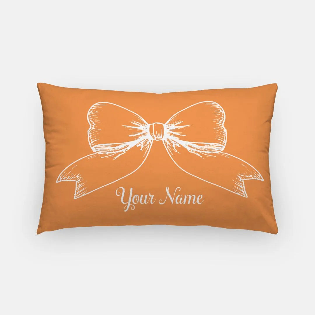 Personalized Bow Lumbar Pillow Cover Orange Pillow Covers