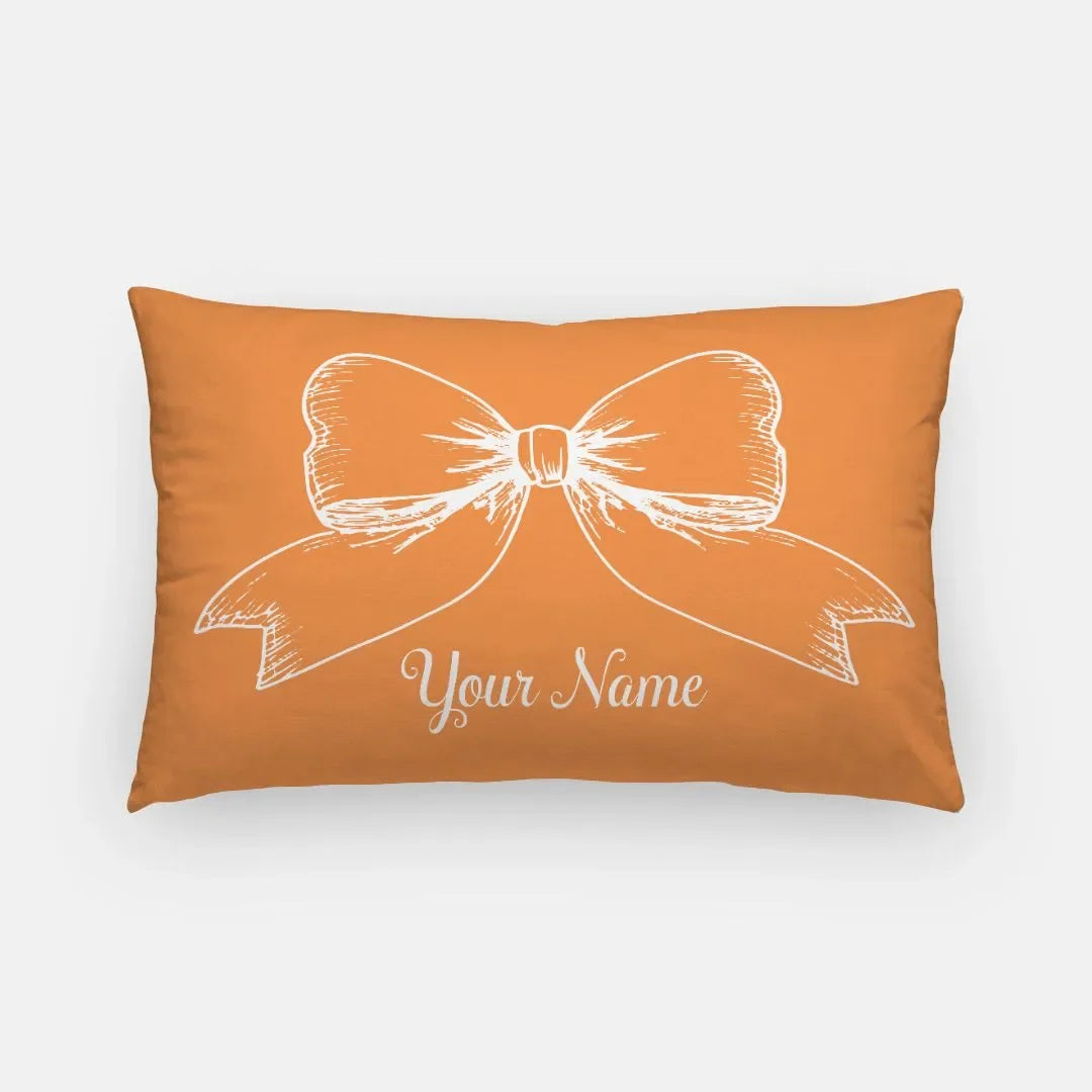 Personalized Bow Lumbar Pillow Cover Orange Pillow Covers