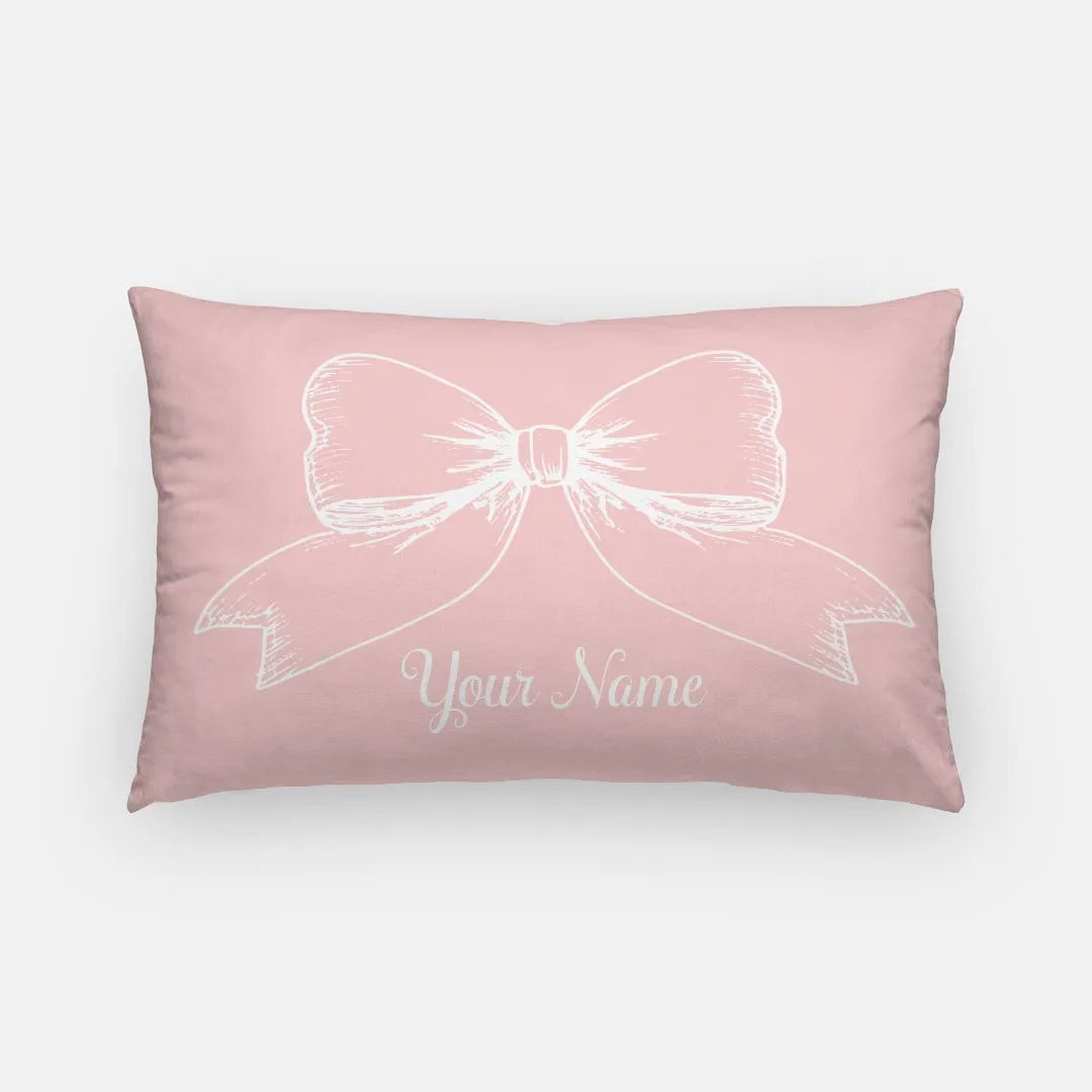 Personalized Bow Lumbar Pillow Cover Pale Pink Pillow Covers