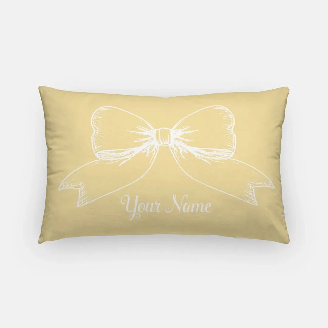 Personalized Bow Lumbar Pillow Cover Yellow Pillow Covers