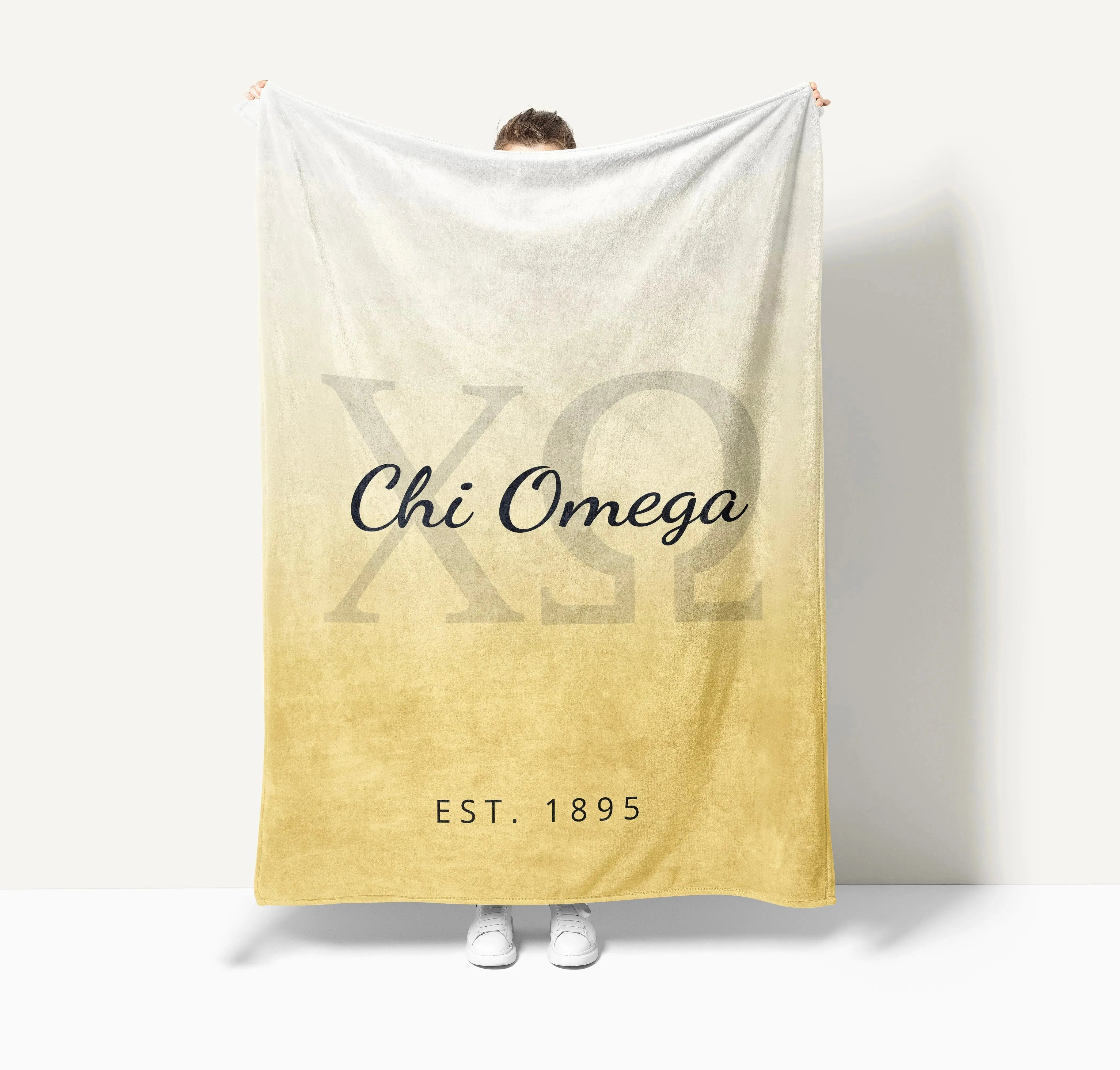 Chi Omega XL 60x80 Blanket - Straw Gradient Throw Blankets