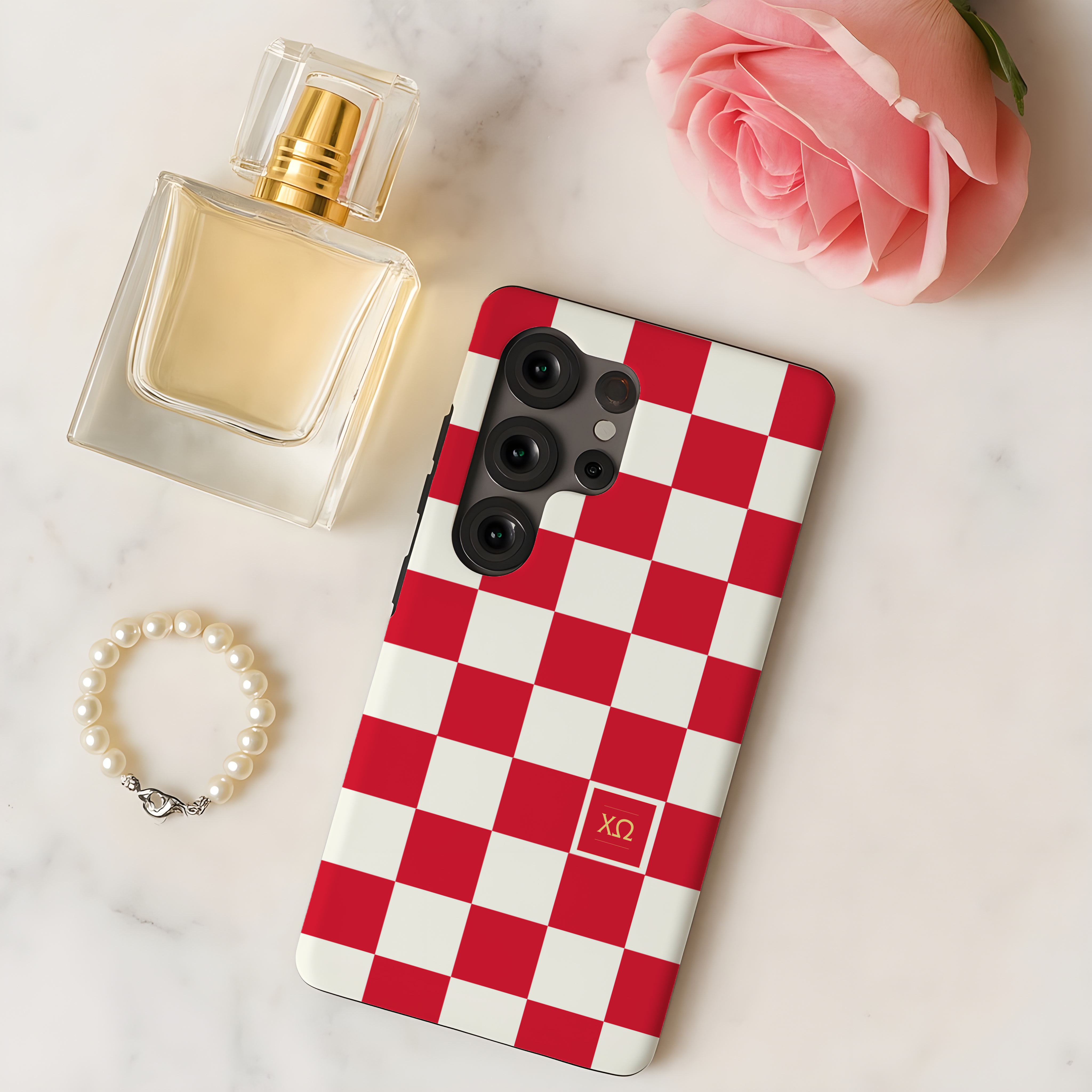 Chi Omega Samsung Galaxy Mobile Phone Case - Red Check