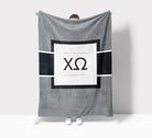 Chi Omega XL 60x80 Sherpa Throw Blanket - Gray Greek Letters Throw Blankets