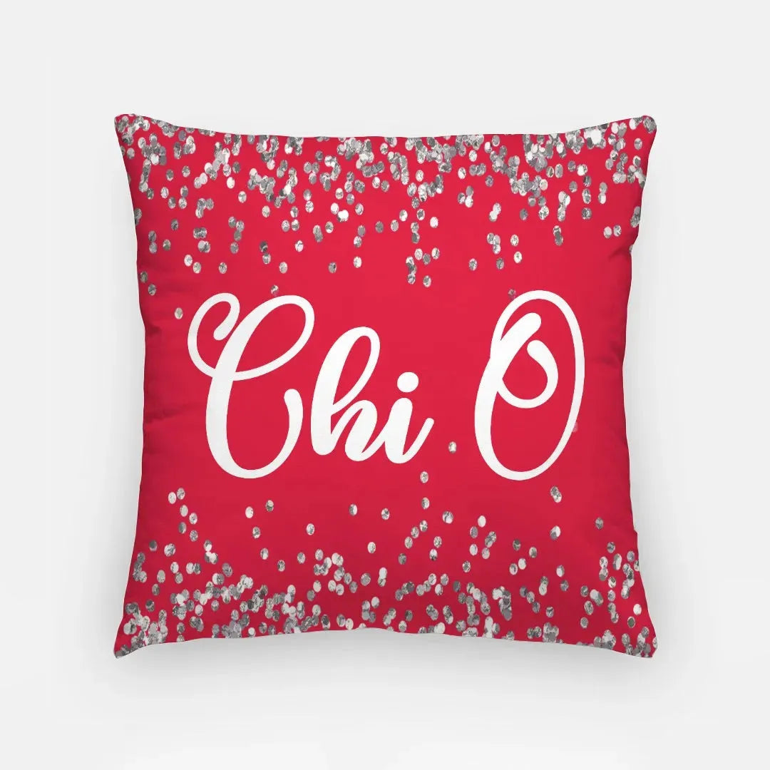 Chi O 18" Throw Pillow Glitter Cardinal