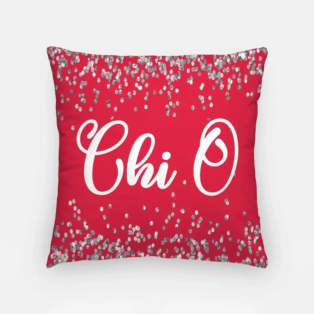 Chi O 18" Throw Pillow Glitter Cardinal