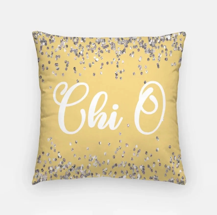 Chi O 18" Throw Pillow - Glitter Straw