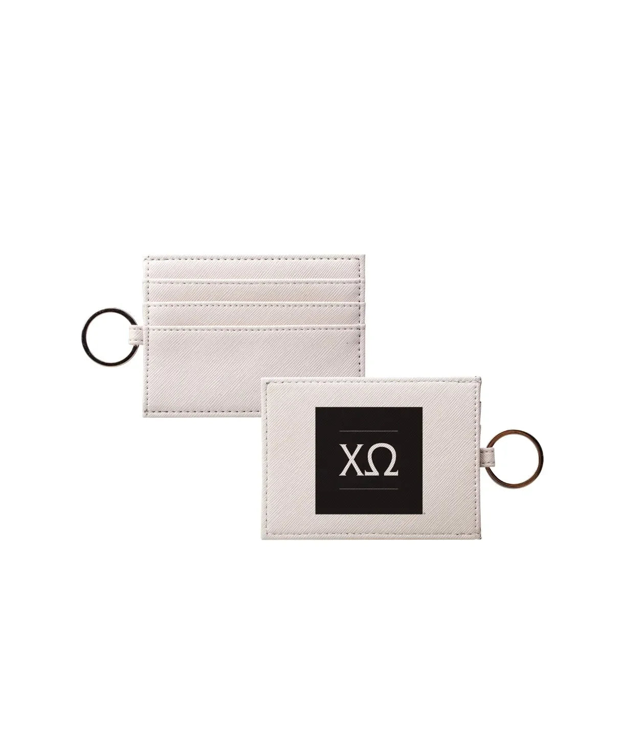 Chi O Vegan Saffiano Leather Card Holder - Greek Letters Travel Wallet