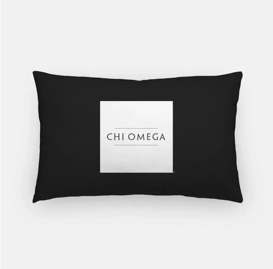 Chi Omega Lumbar Pillow Cover - Traditional Black Pillow Covers