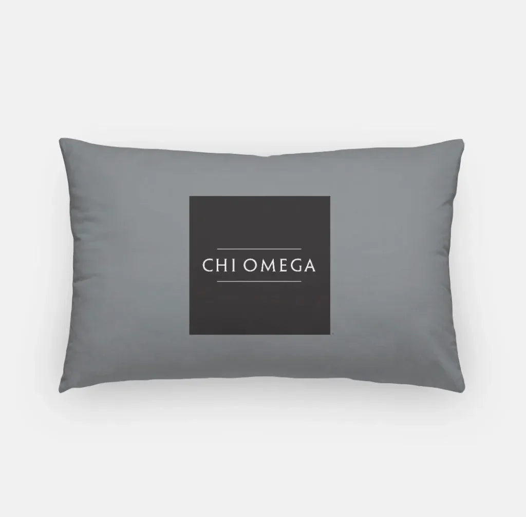 Chi Omega Lumbar Pillow Cover - Traditional Gray Pillow Covers