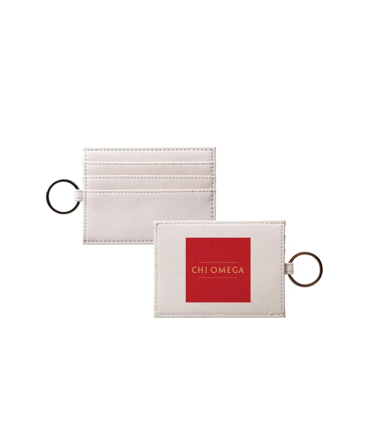 Chi Omega Vegan Saffiano Leather Card Holder Traditional Travel Wallet