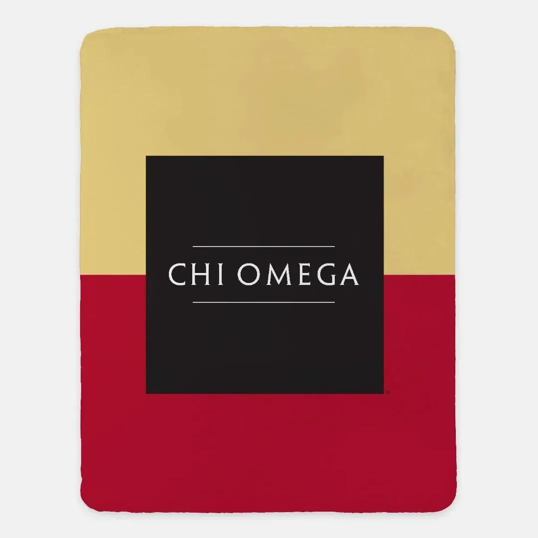 Chi Omega XL 60x80 Sherpa Throw Blanket - Color Block Throw Blankets