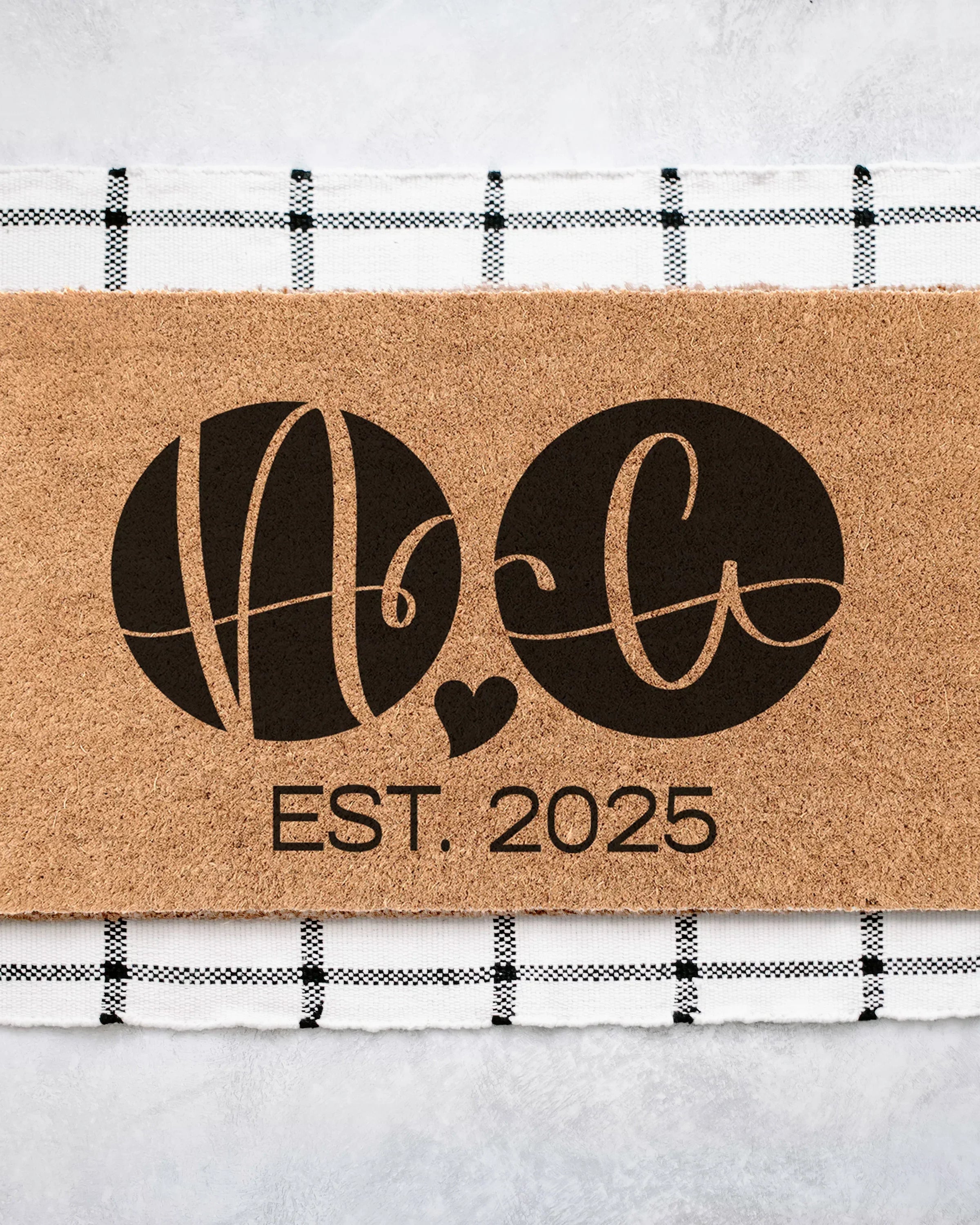 Personalized Roommate Circle Monogram Coir Doormat Door Mats