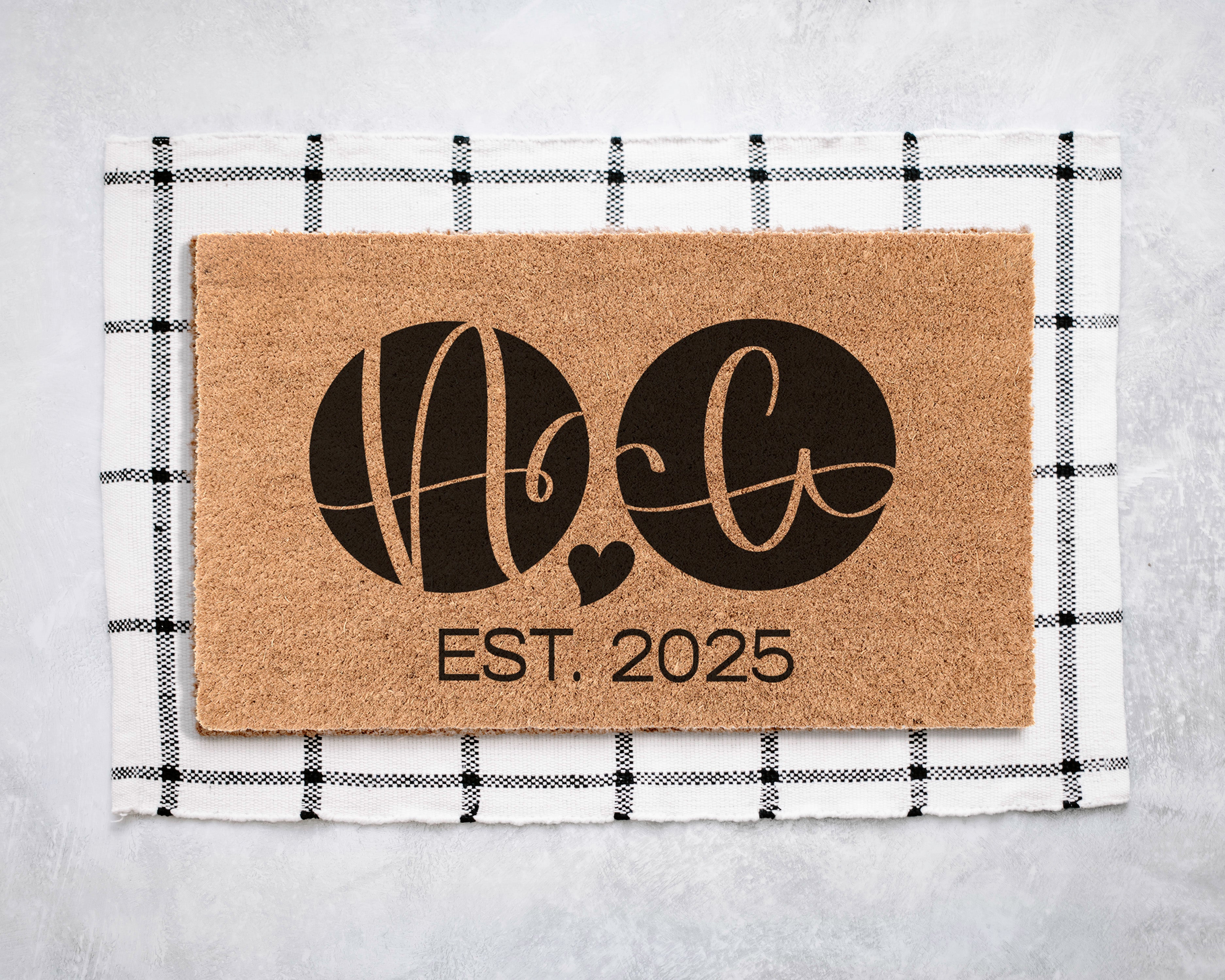 Personalized Roommate Circle Monogram Coir Doormat Door Mats