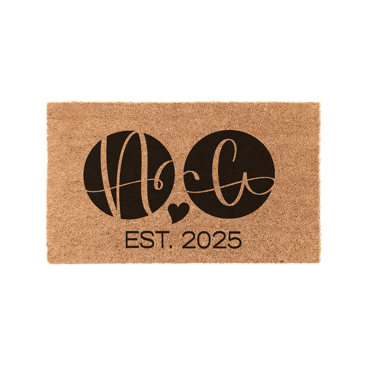 Personalized Roommate Circle Monogram Coir Doormat 2-initial Door Mats