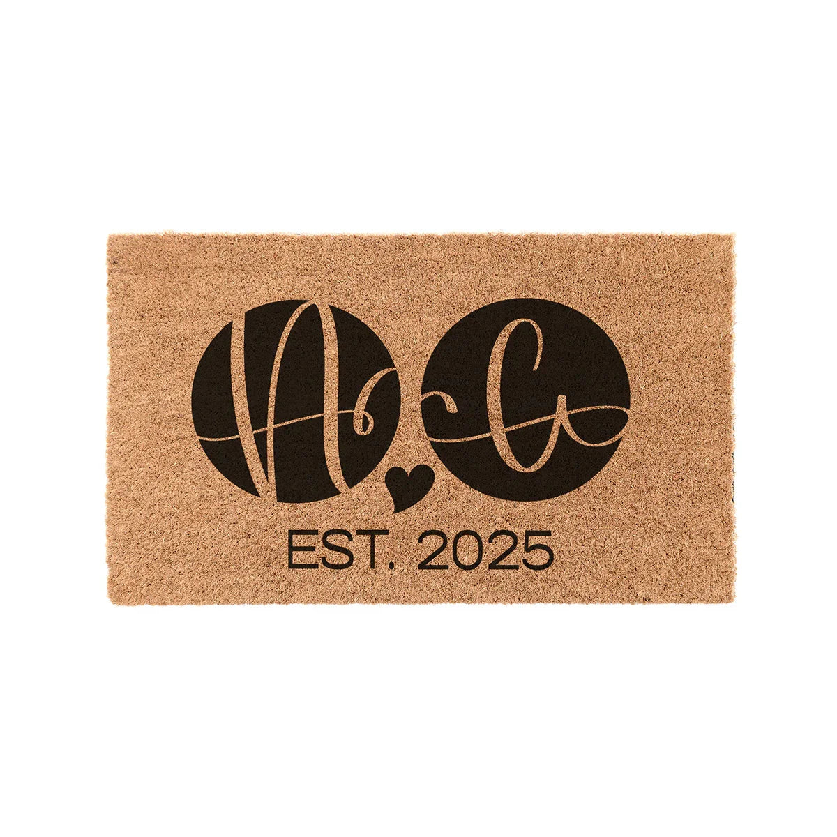 Personalized Roommate Circle Monogram Coir Doormat 2-initial Door Mats